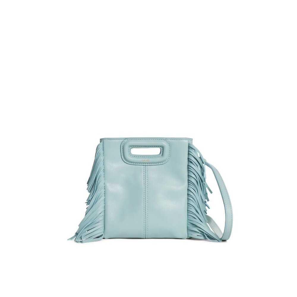 Maje $332 MSRP Maje M bag Light Blue Fringe Mini Top Handle w Crossbody 3-way - Picture 10 of 12